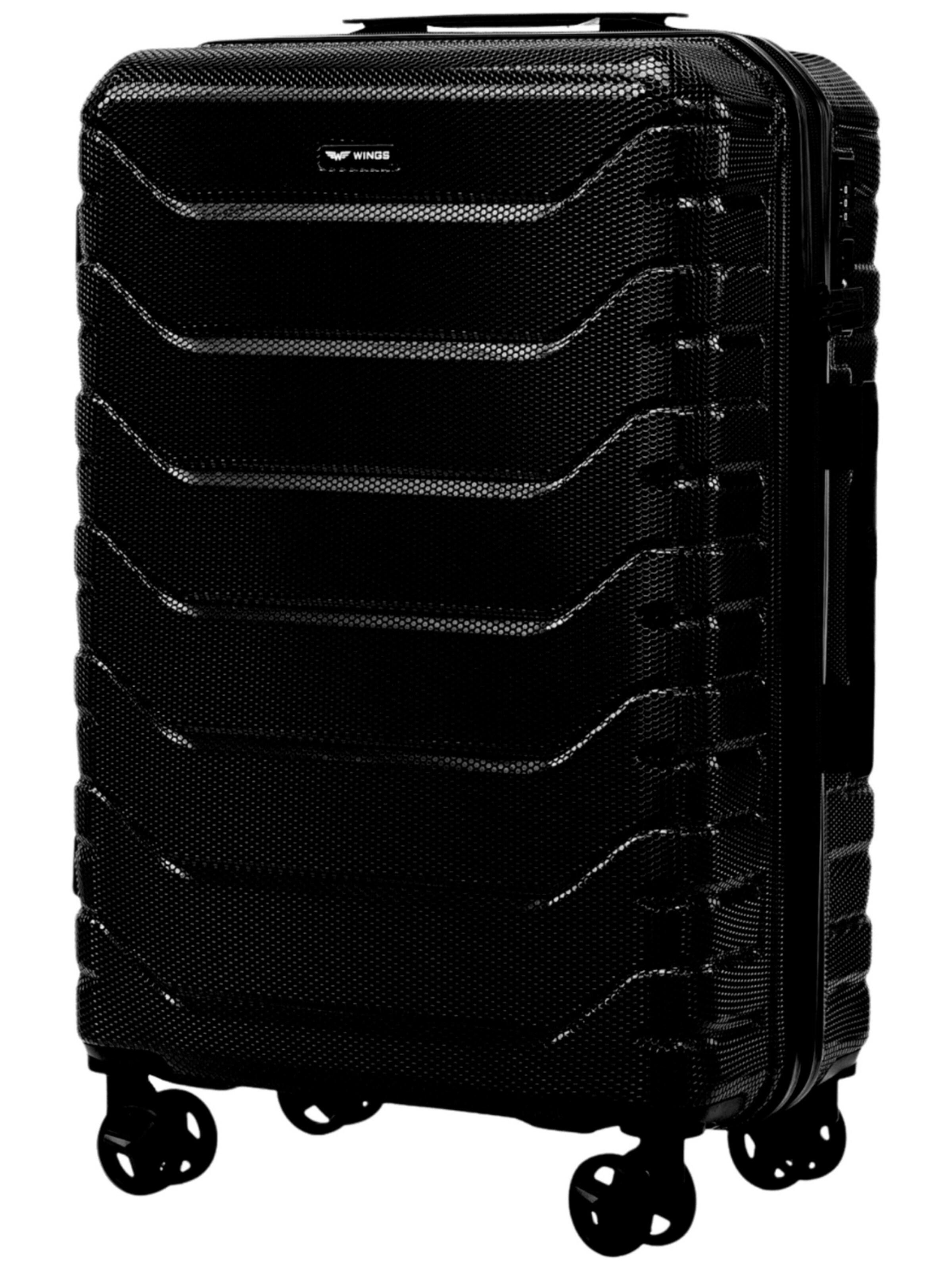 WINGS Cart 'WINGS CRAKE Medium Suitcase M 63L Polycarbonate with TSA Lock and Spinner Wheels' in Black: front