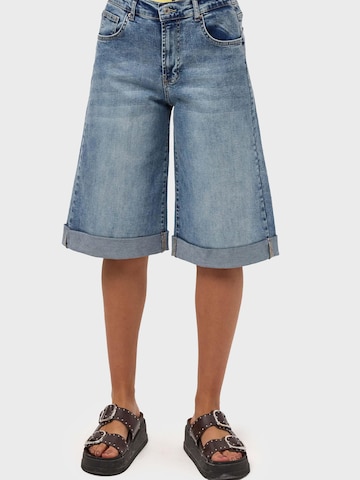 IT'S BASIC Loosefit Jeans 'ELASTICATED BERMUDA DENIM SHORT' in Blauw
