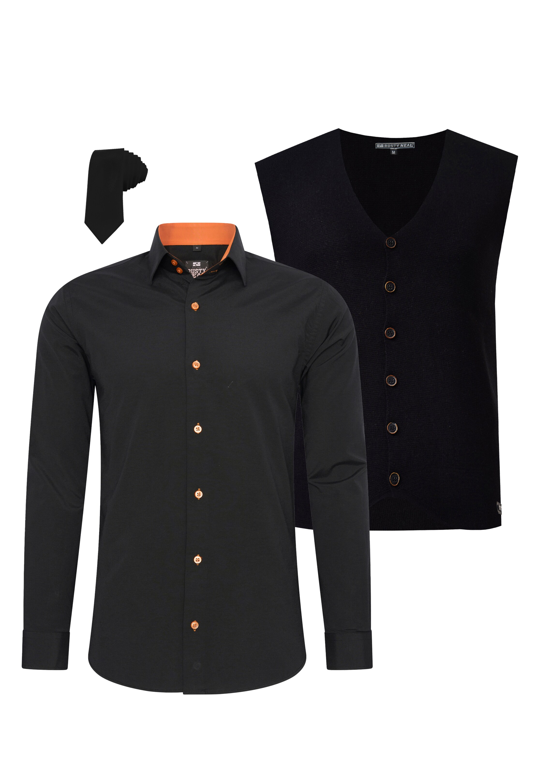 Rusty Neal Slim fit Button Up Shirt in Black: front