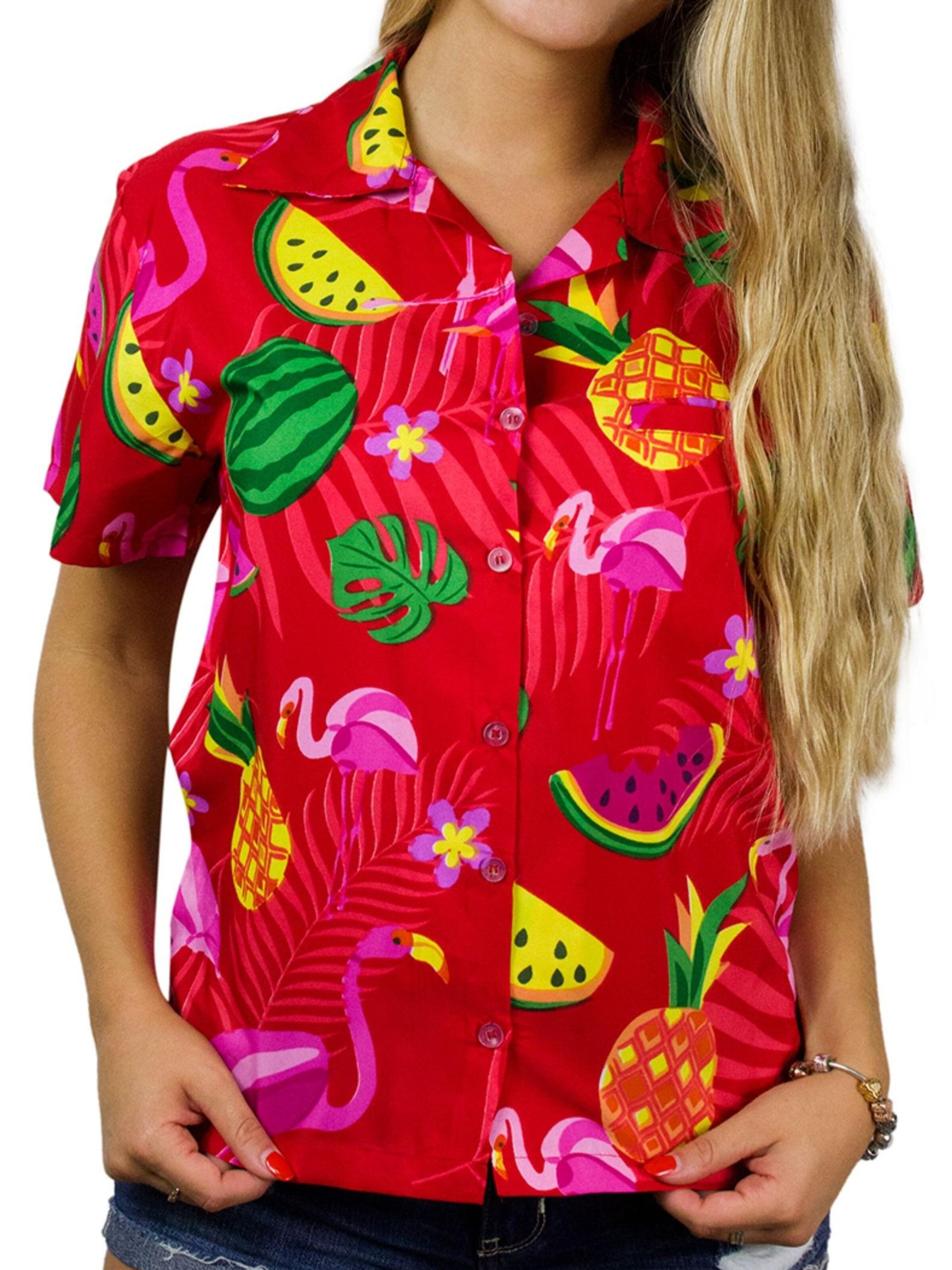 King Kameha Bluse 'Flamingo Melone'‌ in Rot