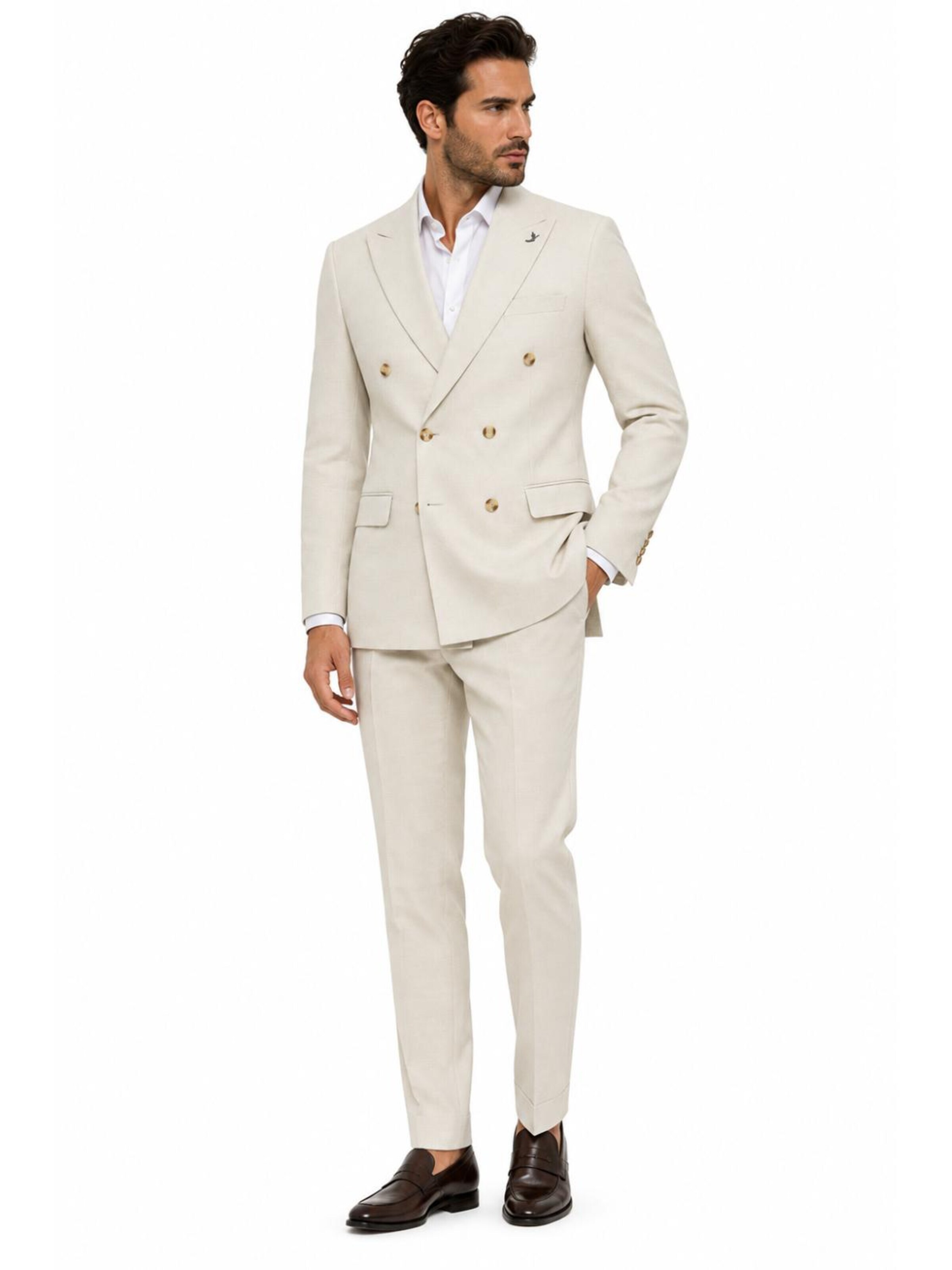 Guild Suit 'Slim Fit Zweireiher Anzug' in 46 in Beige, Item view