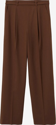 MANGO Loose fit Pleat-Front Pants 'Charlie' in Brown: front