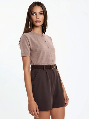 Qu Style Wide Leg Shorts in Braun