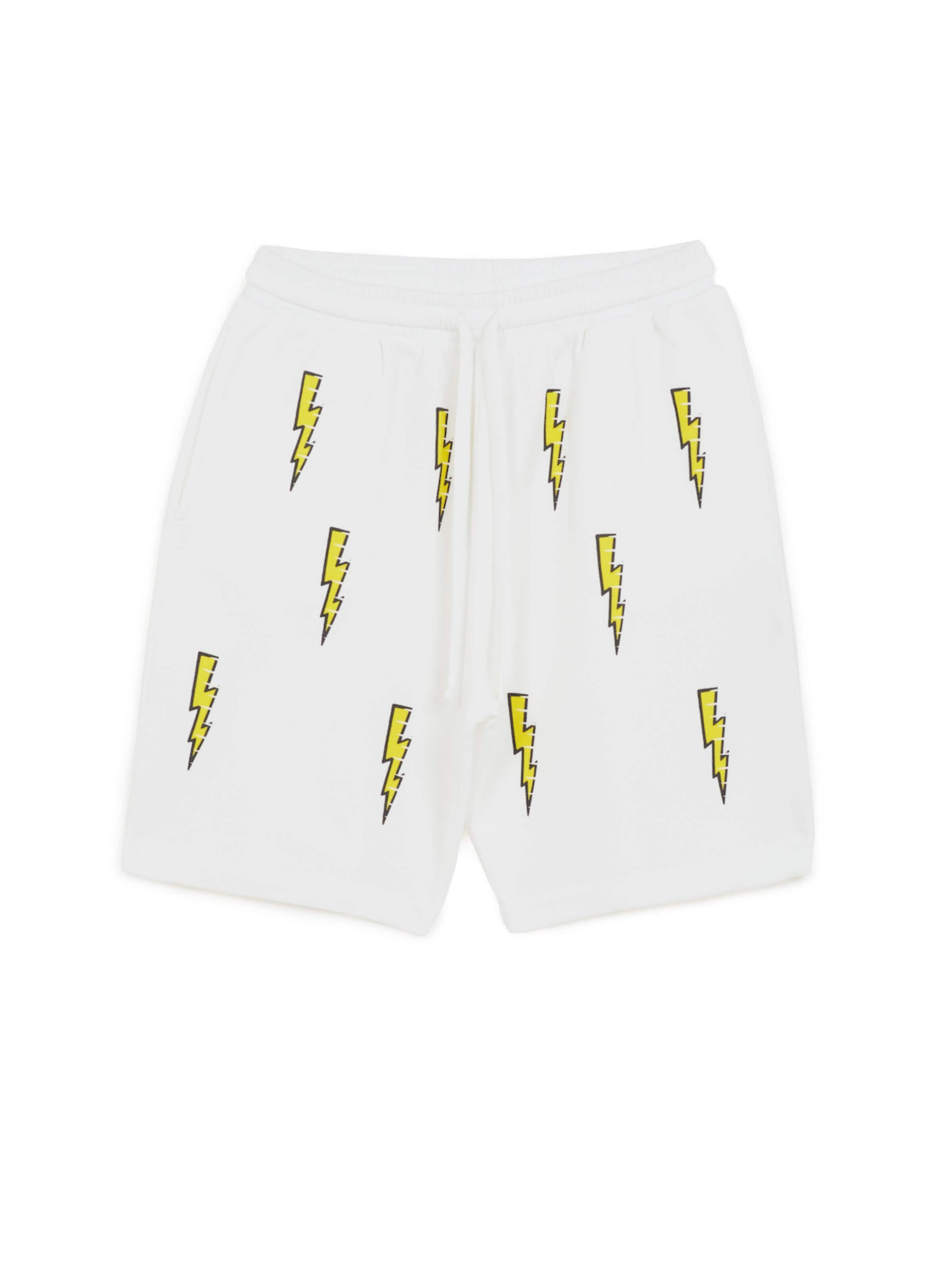 The Rad Black Kids - Loosefit Calças 'Speed Bolt Shorts' em branco: frente