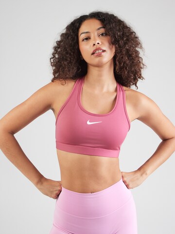NIKE Бюстье Спортивный бюстгальтер 'Swoosh' в Красный: спереди