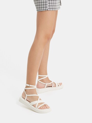 Bershka Strap sandal in White: front