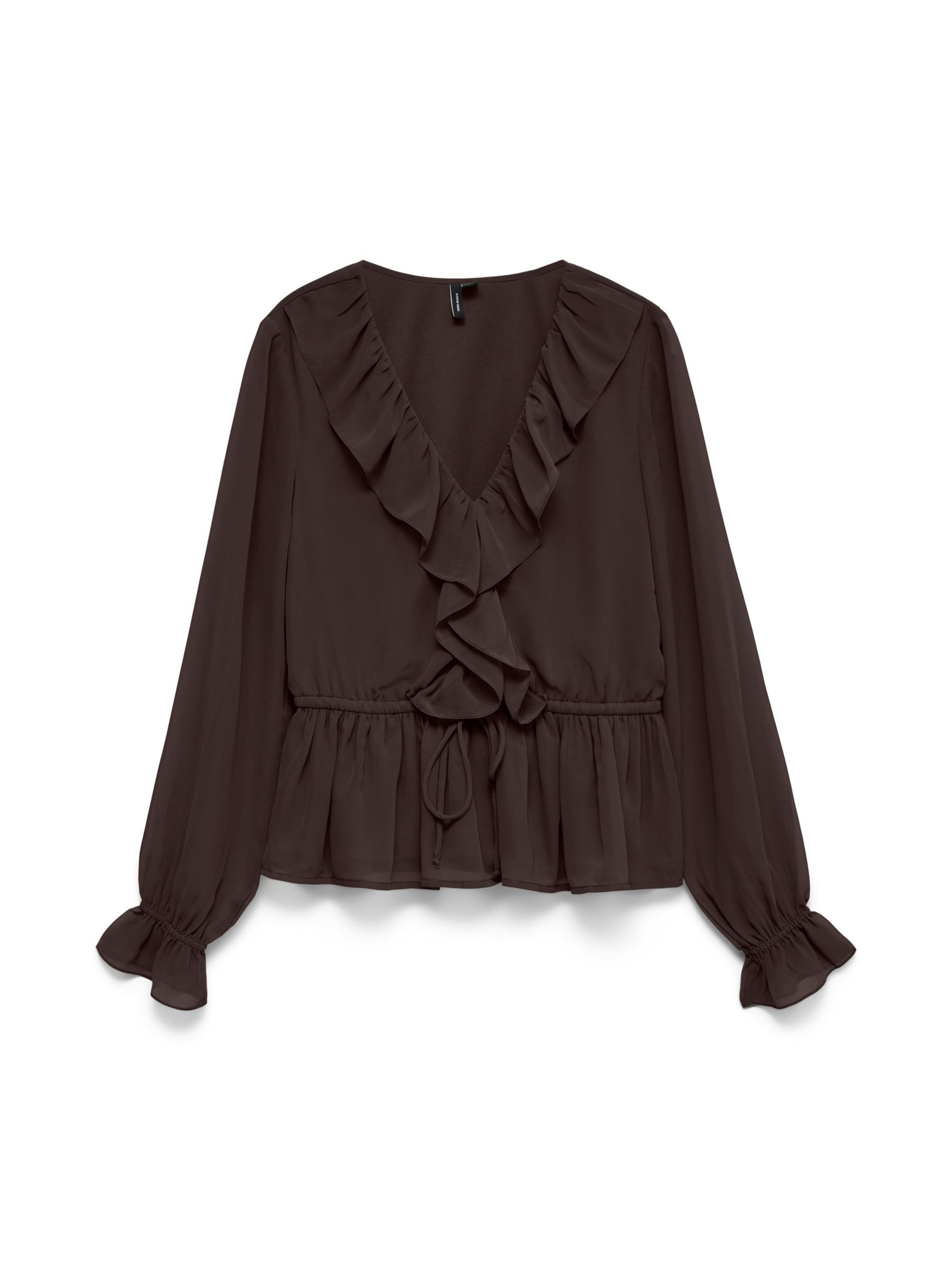 VERO MODA Bluse 'VMDora' i mørkebrun, Produktvisning