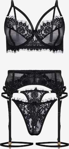 Orchibelle Balconette Underwear Sets 'Alina' in Black: front