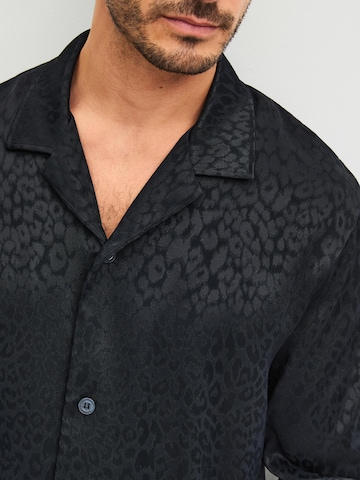 CALIDA Pajamas long 'Woven Jacquard' in Black
