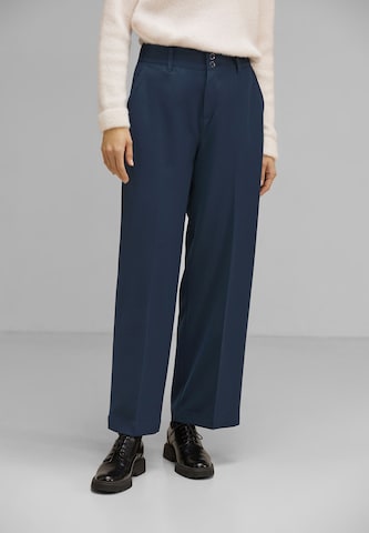 Regular Pantalon à plis STREET ONE en bleu : devant