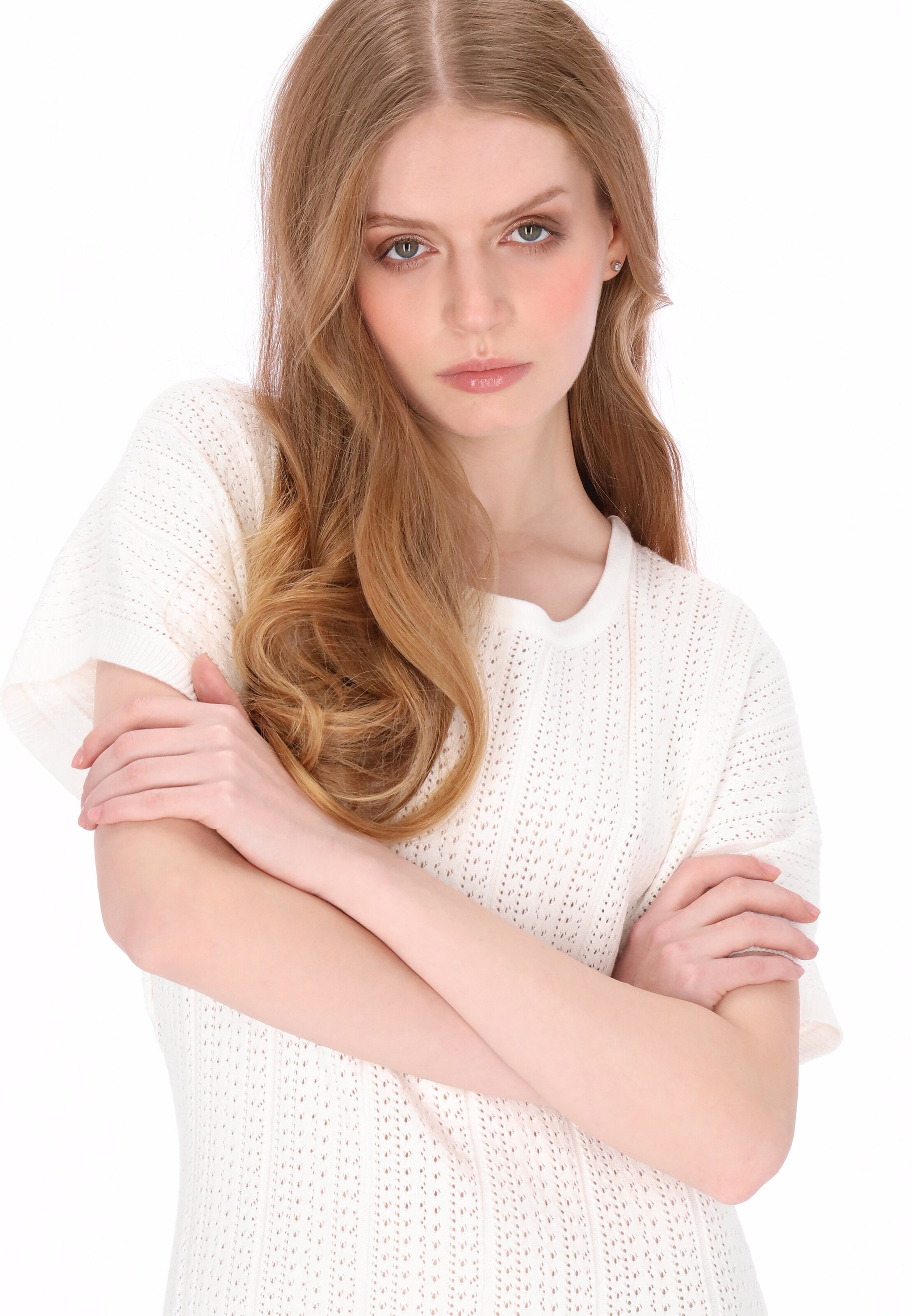 DreiMaster Vintage - Vestido de punto en blanco