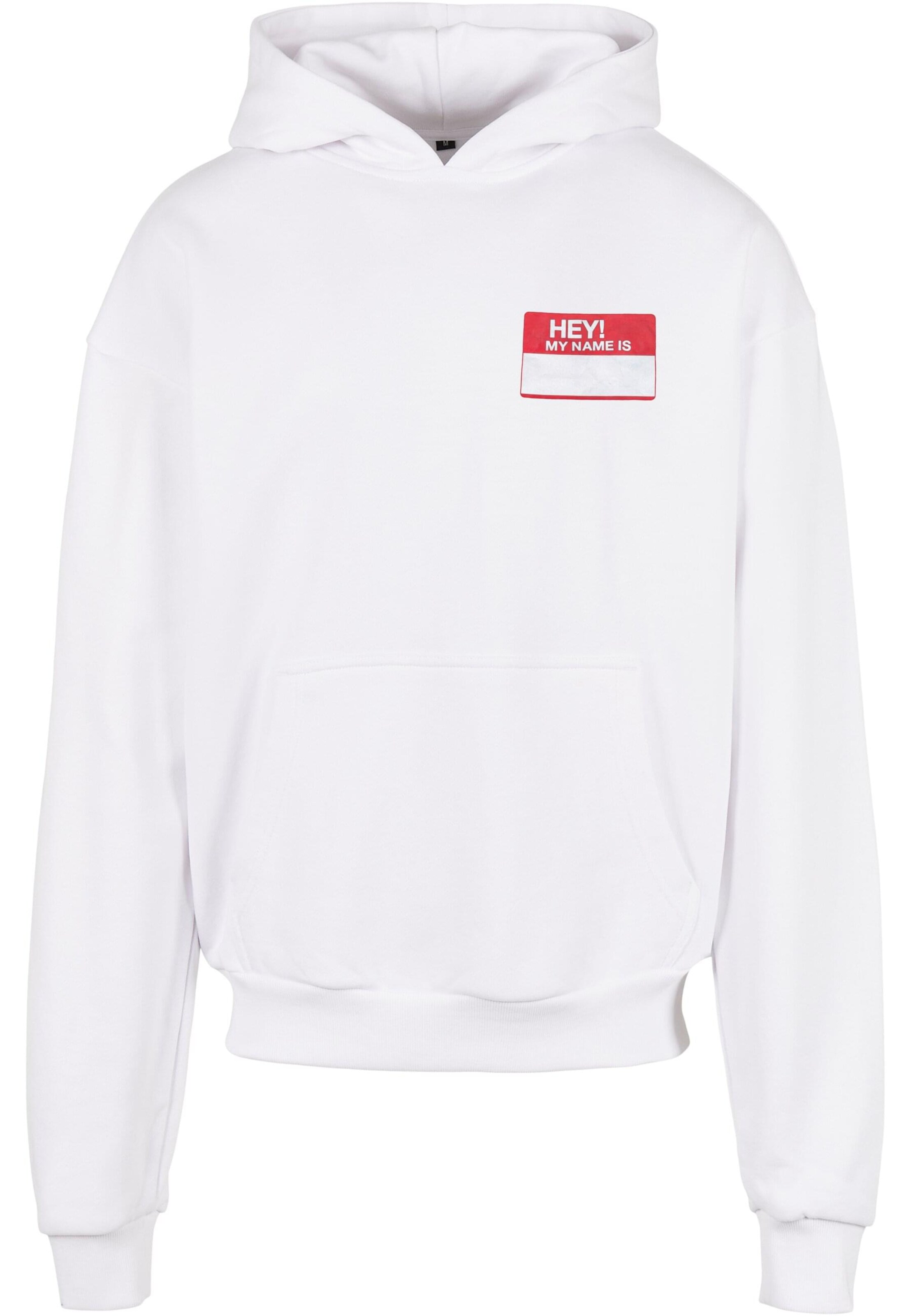 MT Upscale - Sweatshirt 'Hey! My Name Is' em branco: frente