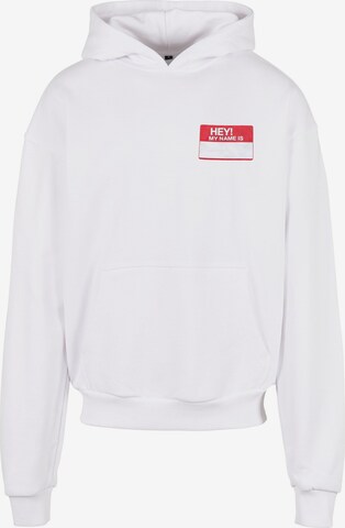 Sweat-shirt 'Hey! My Name Is' MT Upscale en blanc : devant