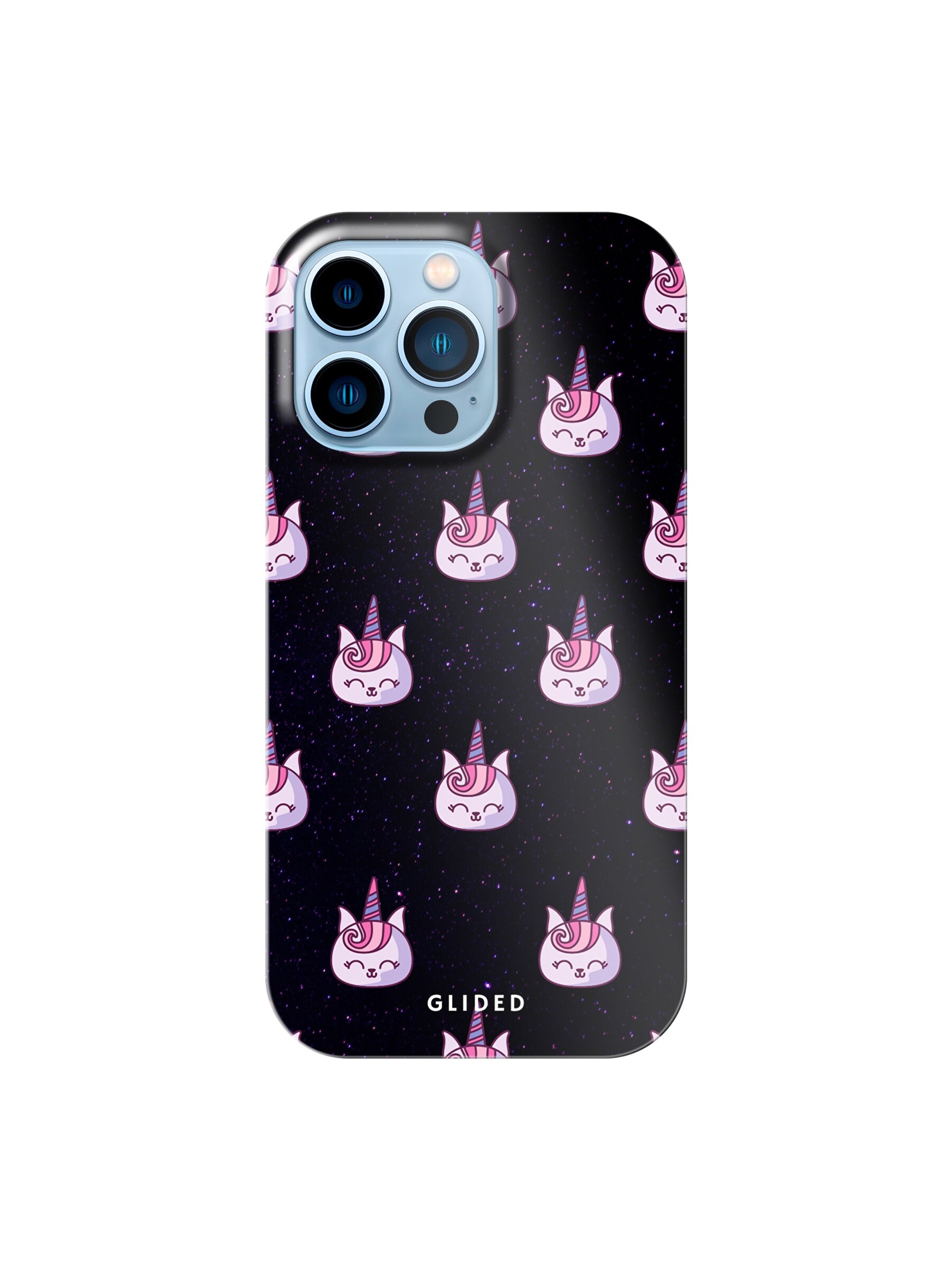 Glided Smartphonehülle 'Unicorn Meow Glided Handyhülle' in Schwarz: Vorderseite