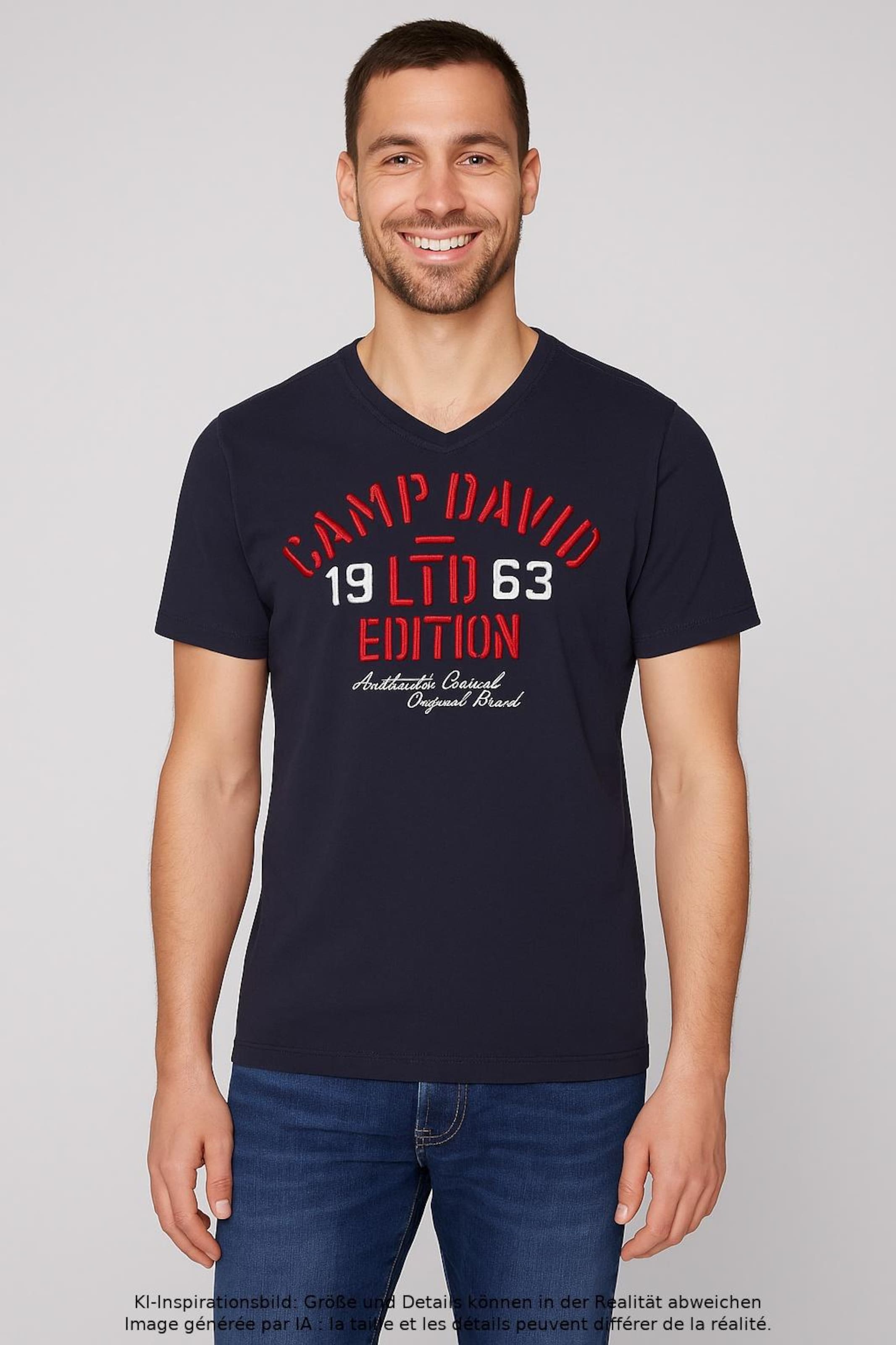 CAMP DAVID Shirt in L in Blue: front