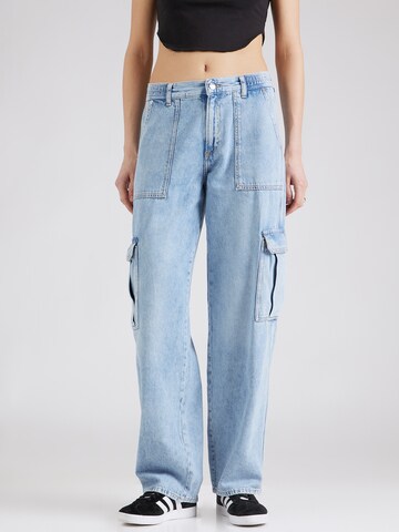 Wide Leg Jeans cargo QS en bleu : devant