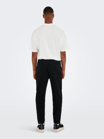 Only & Sons Regular Pleat-Front Pants 'Cam' in Black