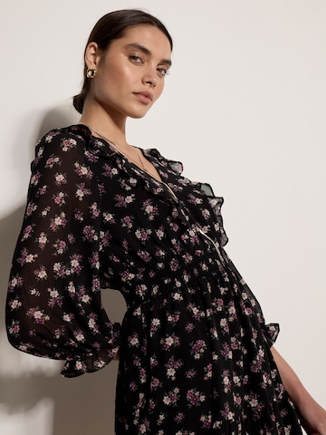 Apricot Jurk ' Chiffonkleid mit Blumenmuster ' in Roze