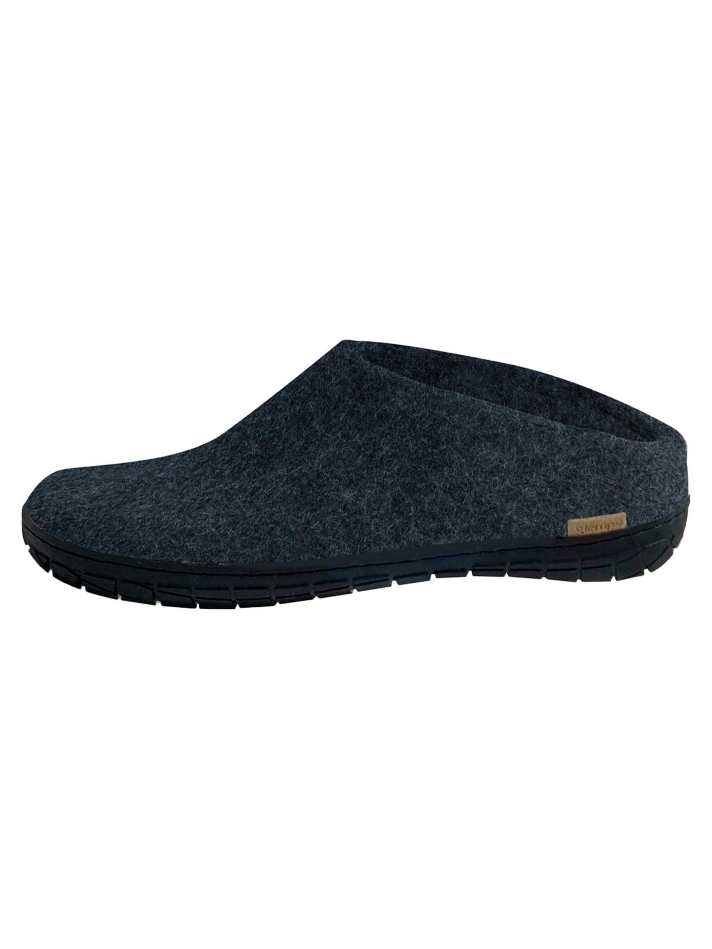 Glerups Slippers 'Black Rubber' in Blue: front