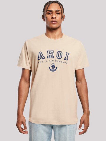 T-Shirt 'Ahoi Knut & Jan Hamburg' F4NT4STIC en beige : devant