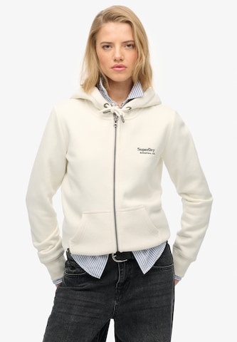 Veste de survêtement 'Essential' Superdry en blanc : devant