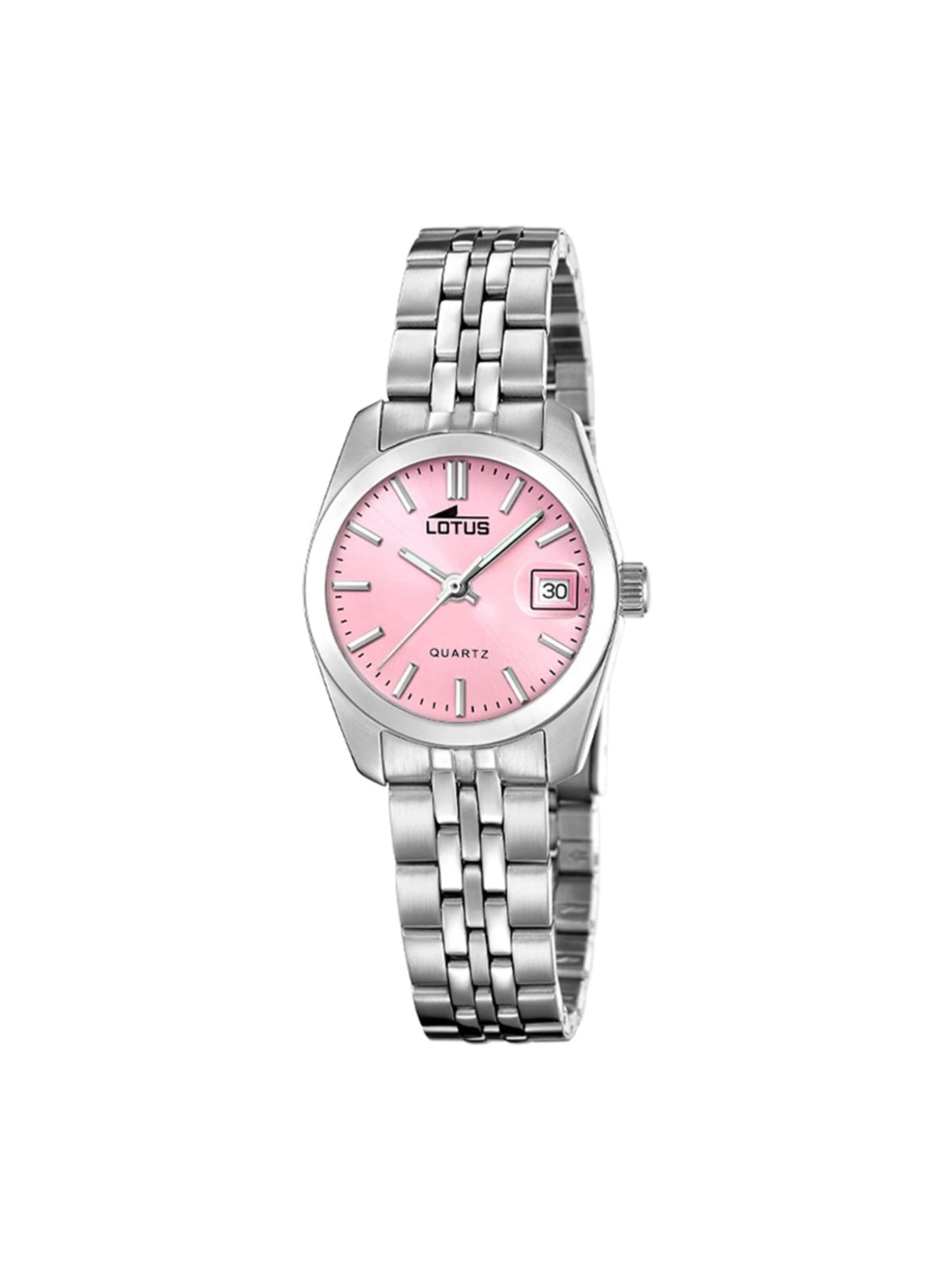 Montre à affichage analogique Lotus en rose : devant
