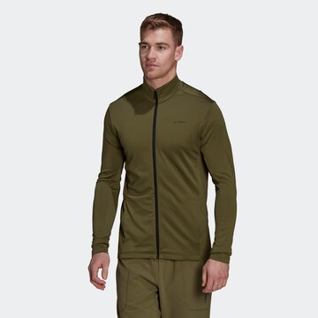 ADIDAS TERREX Athletic fleece jacket in Green: front