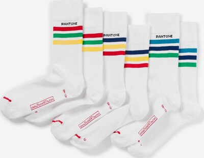 Pantone made by MuseARTa Chaussettes 'Stripes' en mélange de couleurs / blanc, Vue avec produit