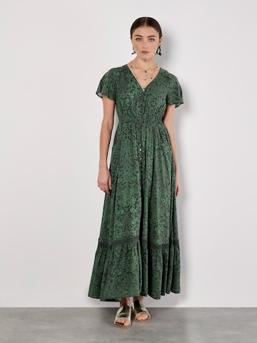 Apricot Paisley Print Maxi Dress ' ' in Grün: Vorderseite