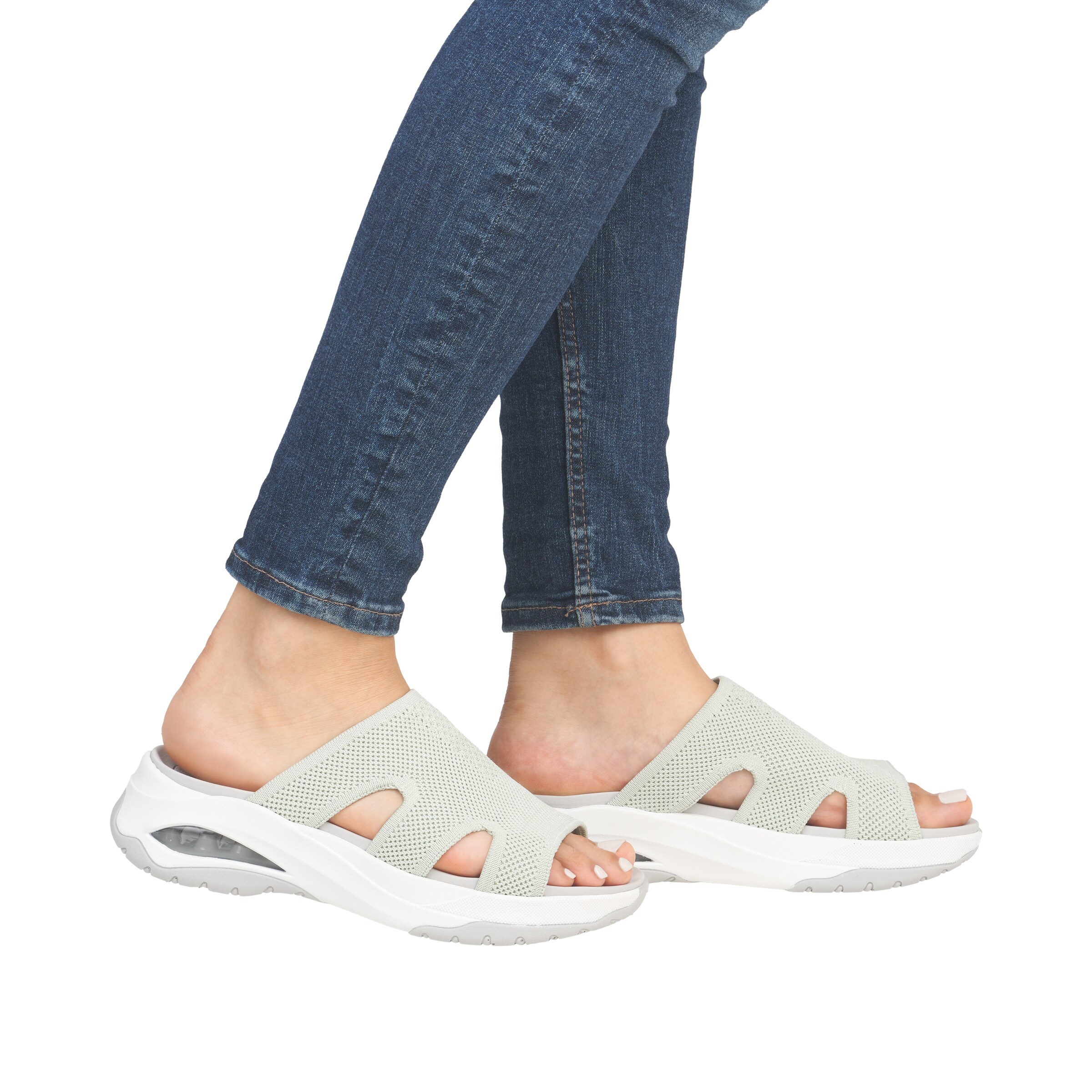 Rieker Sport Mules in Green: front