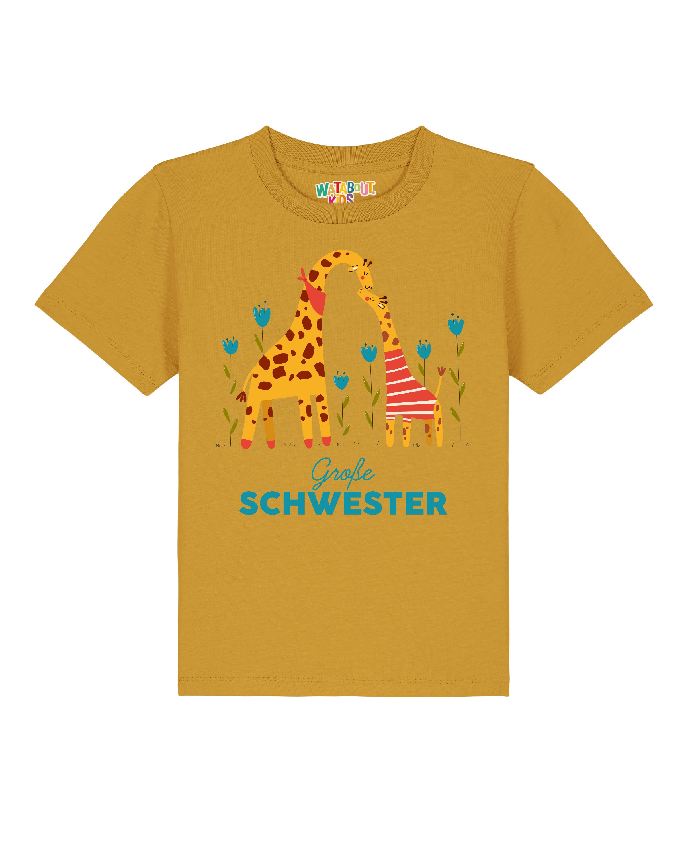 Maglietta watabout.kids di colore blu ciano / senape / rosso / bianco, Visualizzazione prodotti