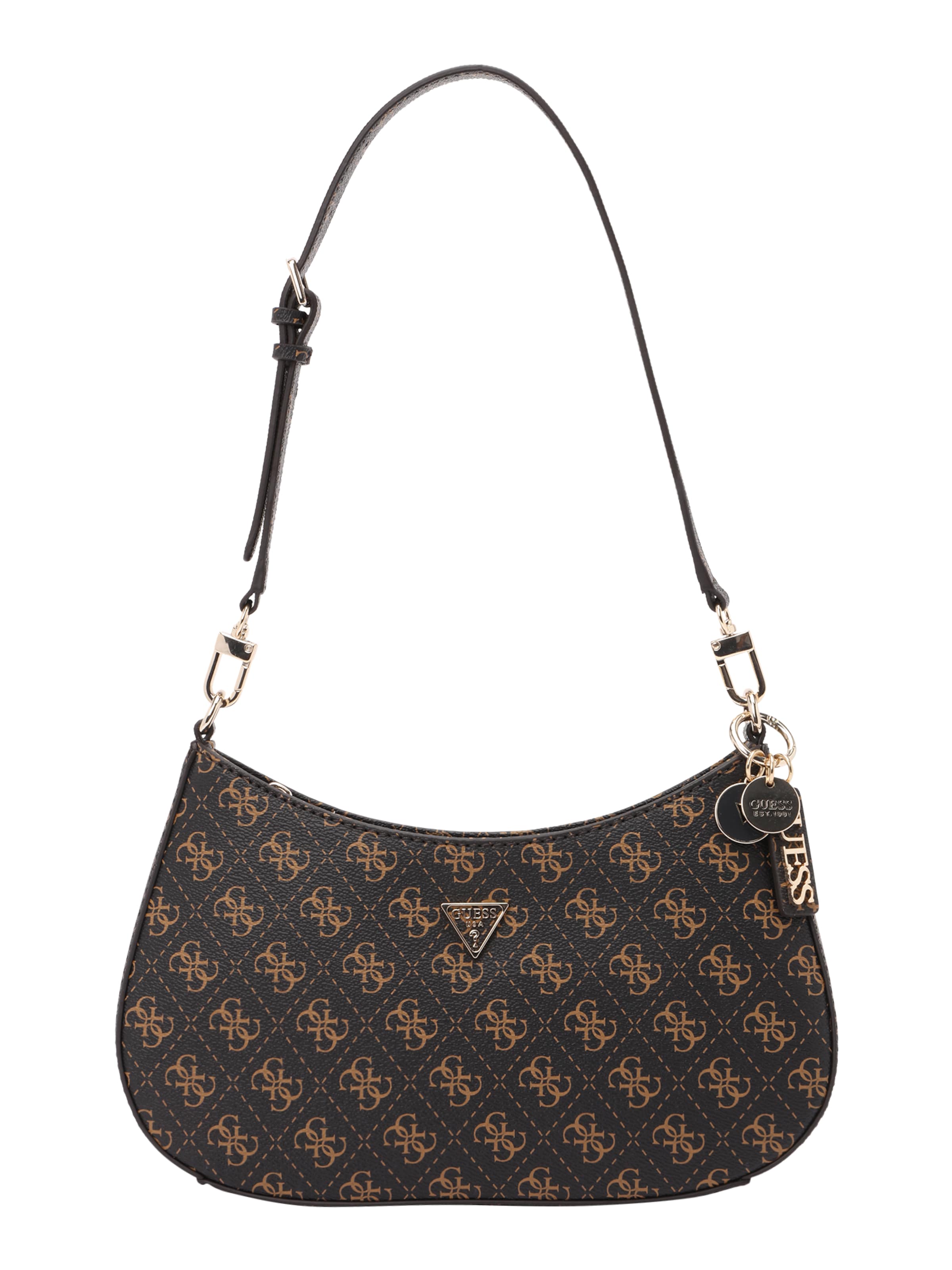 GUESS Shoulder Bag &#x27;NOELLE II TOP ZIP SHOULDER BAG&#x27; in Brown: front