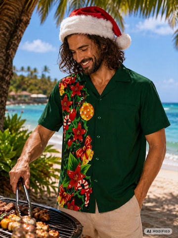 Regular fit Camicia 'Christmas Wedding' di King Kameha in verde