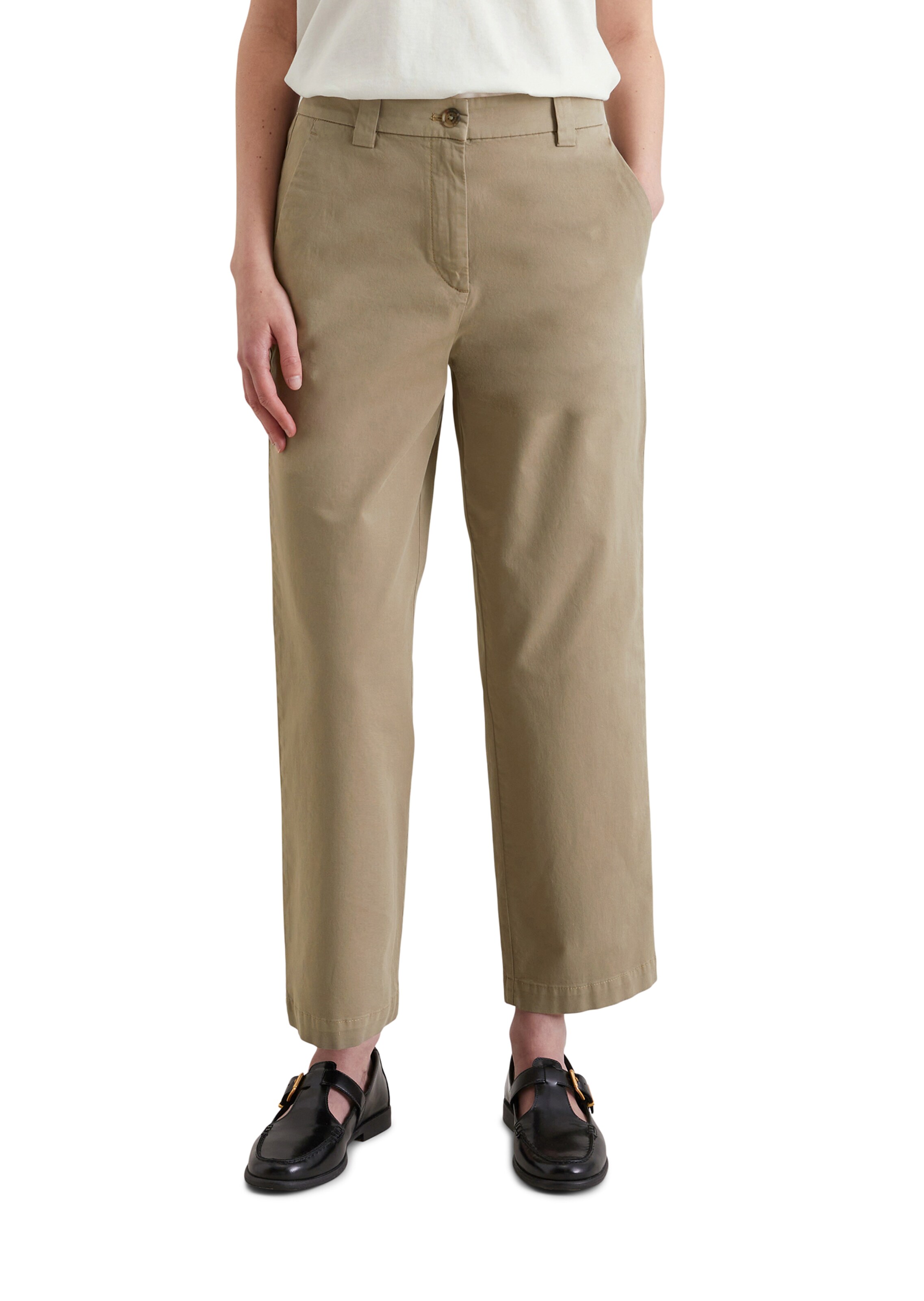Marc O'Polo DENIM Loosefit Chino in Beige: voorkant