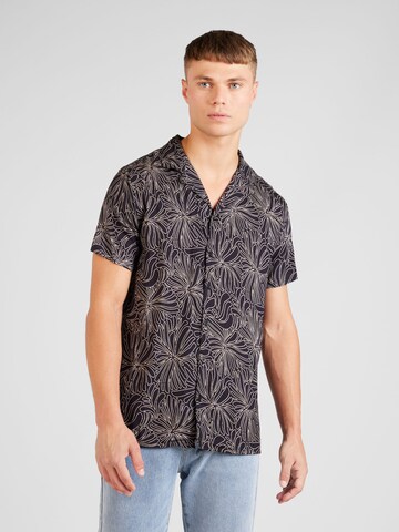 BURTON MENSWEAR LONDON - Ajuste regular Camisa en negro: frente