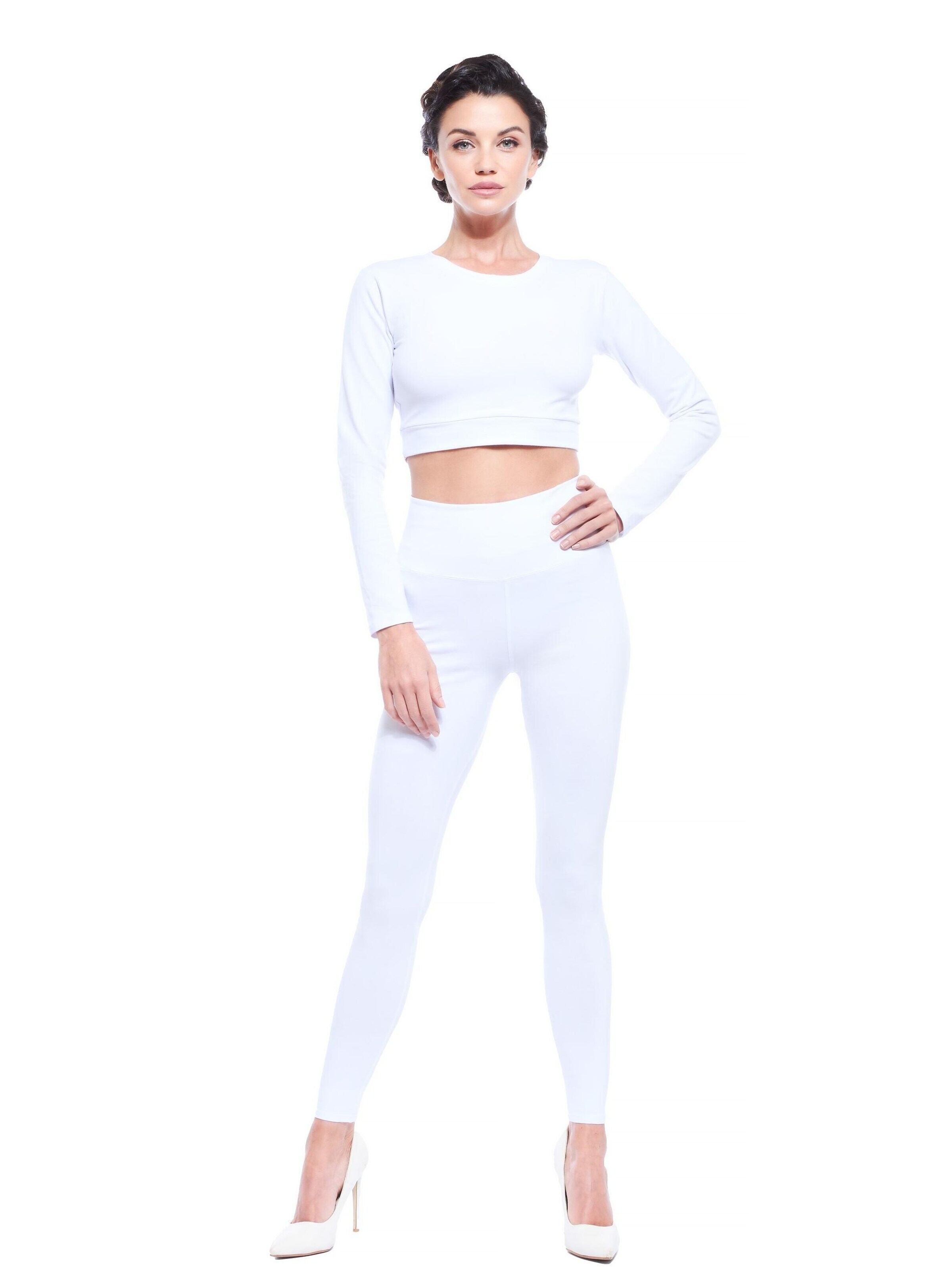 Coupe slim Leggings 'aus Baumwolle mit hohem Bund' Evoni en blanc