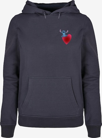 ABSOLUTE CULT Sweatshirt 'Lilo and Stitch - Sitting on Heart' in Blau: predná strana