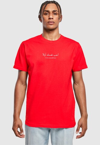 Merchcode T-Shirt 'Love Yourself First' in Rot: Vorderseite