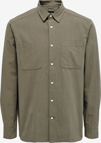 Only & Sons Regular fit Button Up Shirt 'Toss' in Green: front