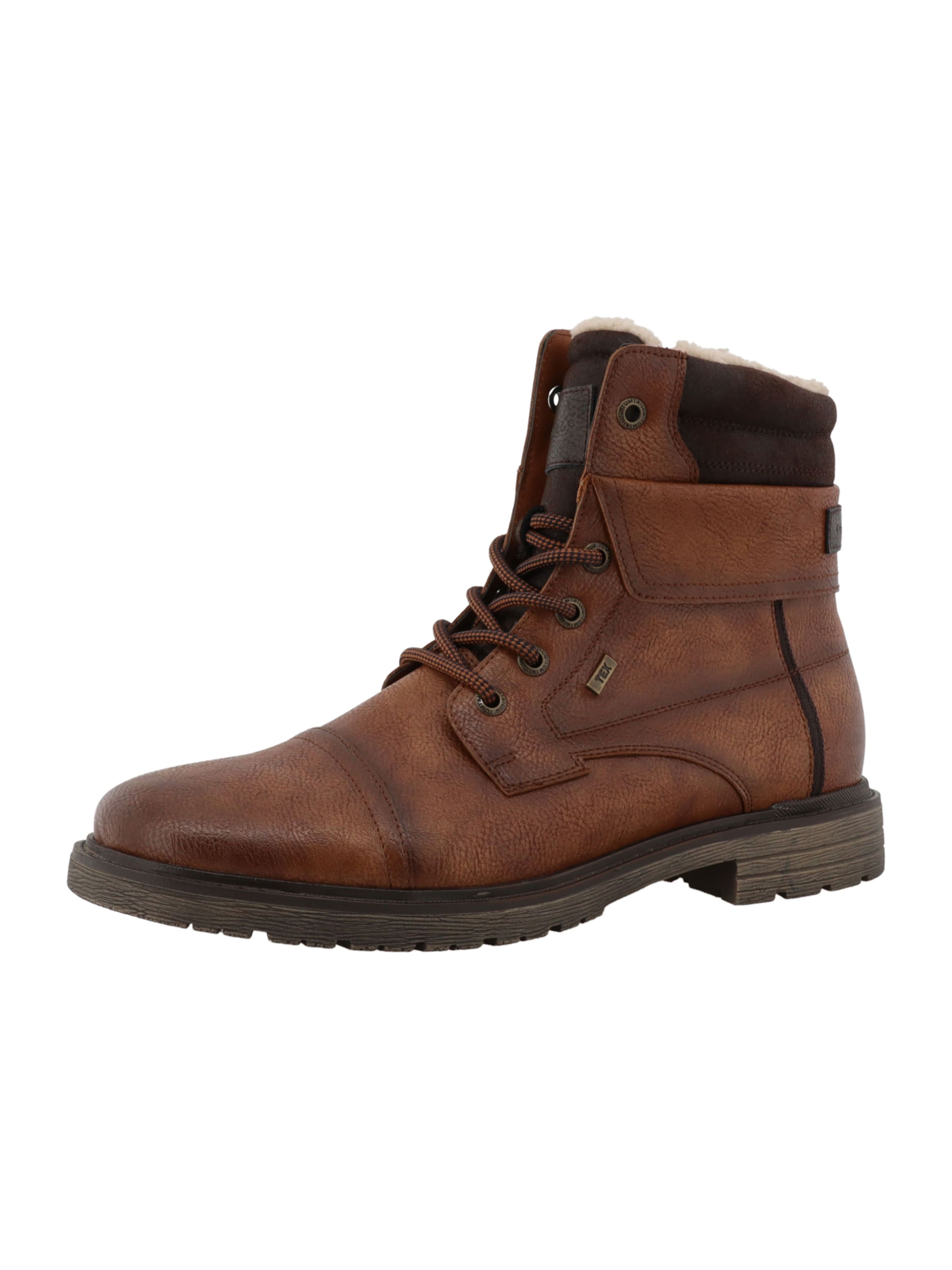 TOM TAILOR Lace-Up Boots in Brown: front