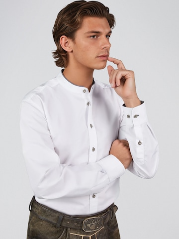 SPIETH & WENSKY Slim Fit Trachtenhemd 'Falkland' mit Stehkragen in Grau