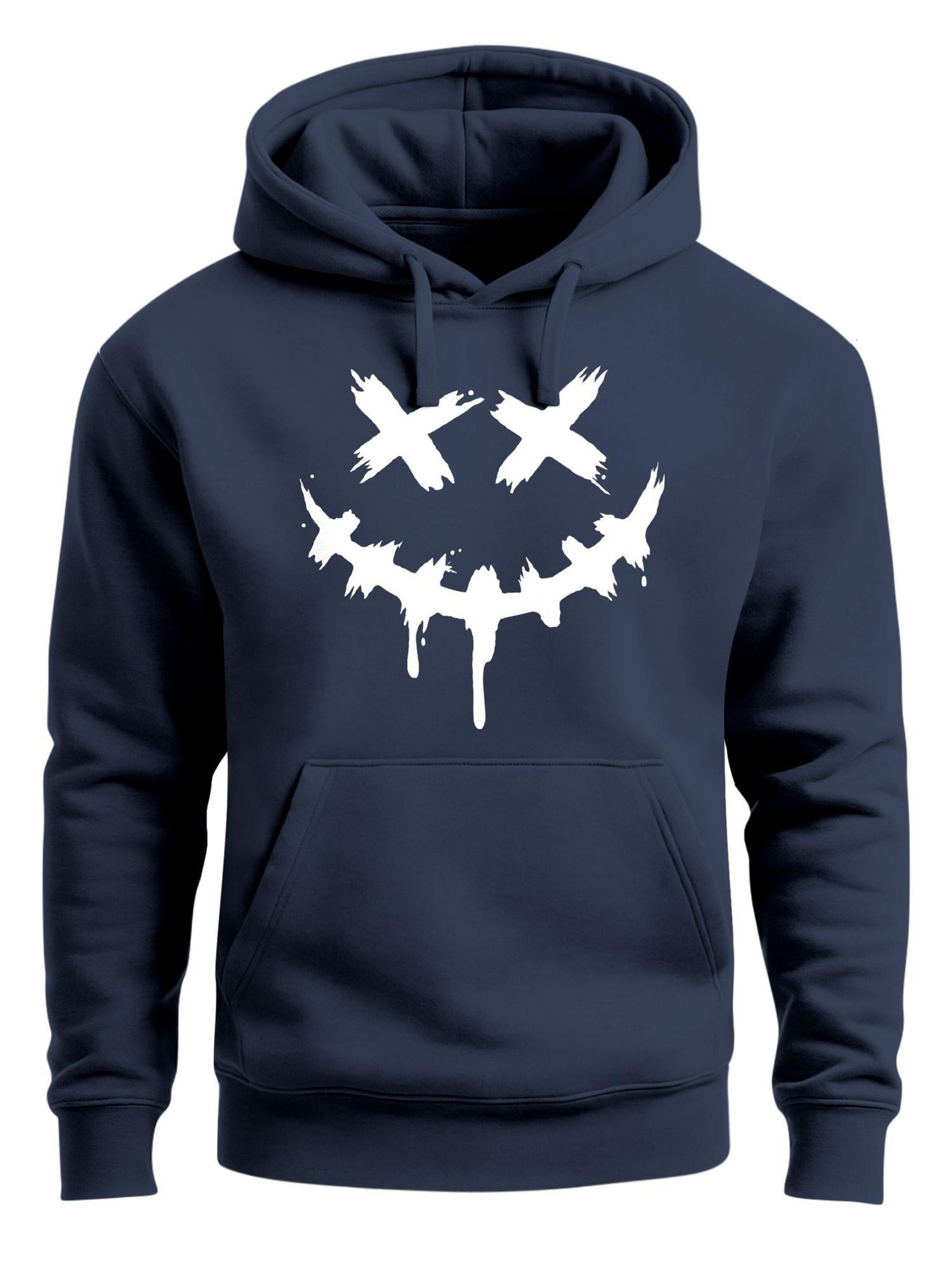 Neverless Sweatshirt 'Smile Face' in Blue: front