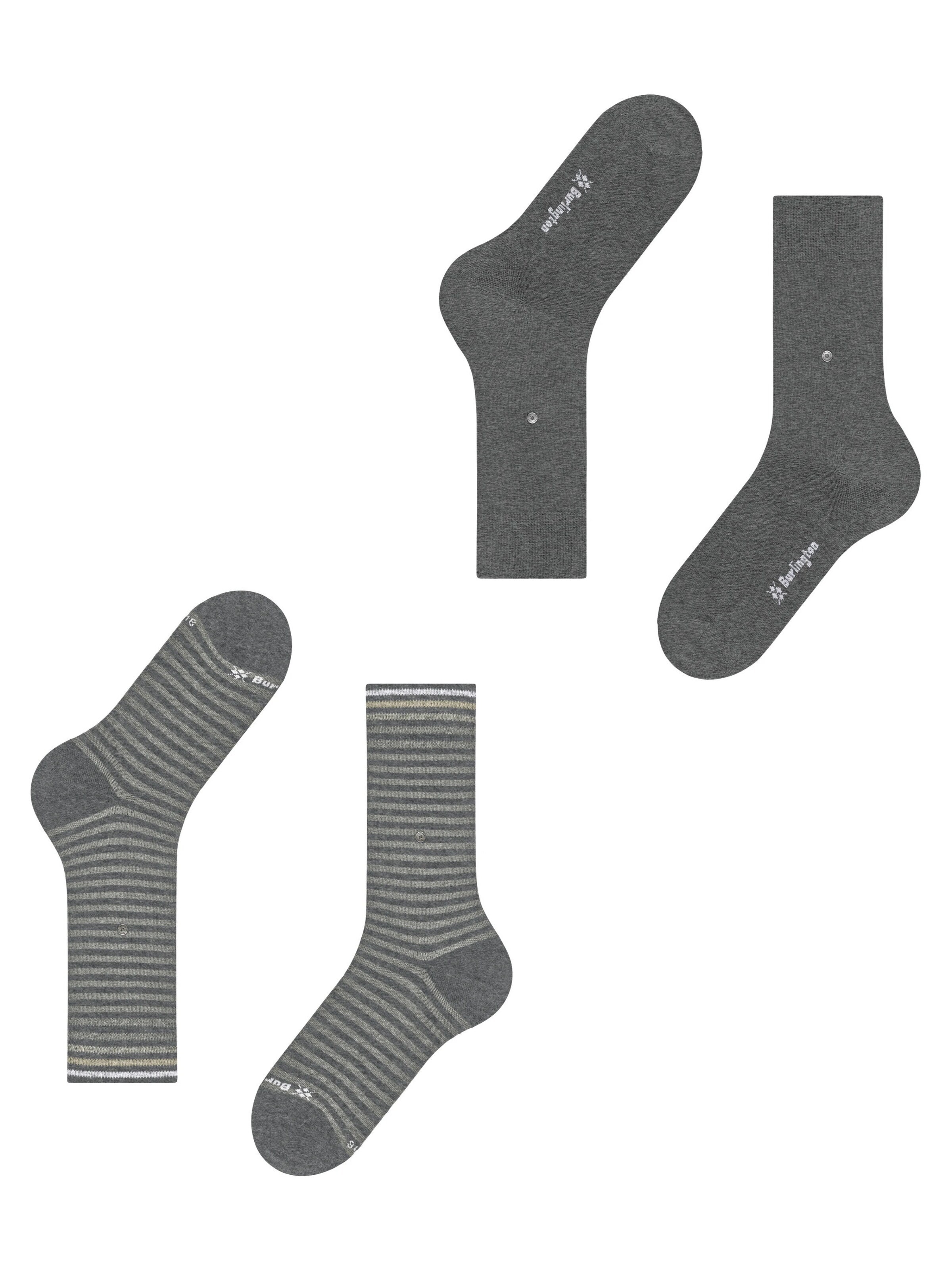 BURLINGTON Socks 'Everyday Stripe 2-Pack' in Grey