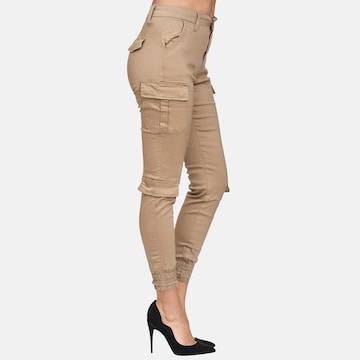 Elara Skinny Cargobroek in Beige