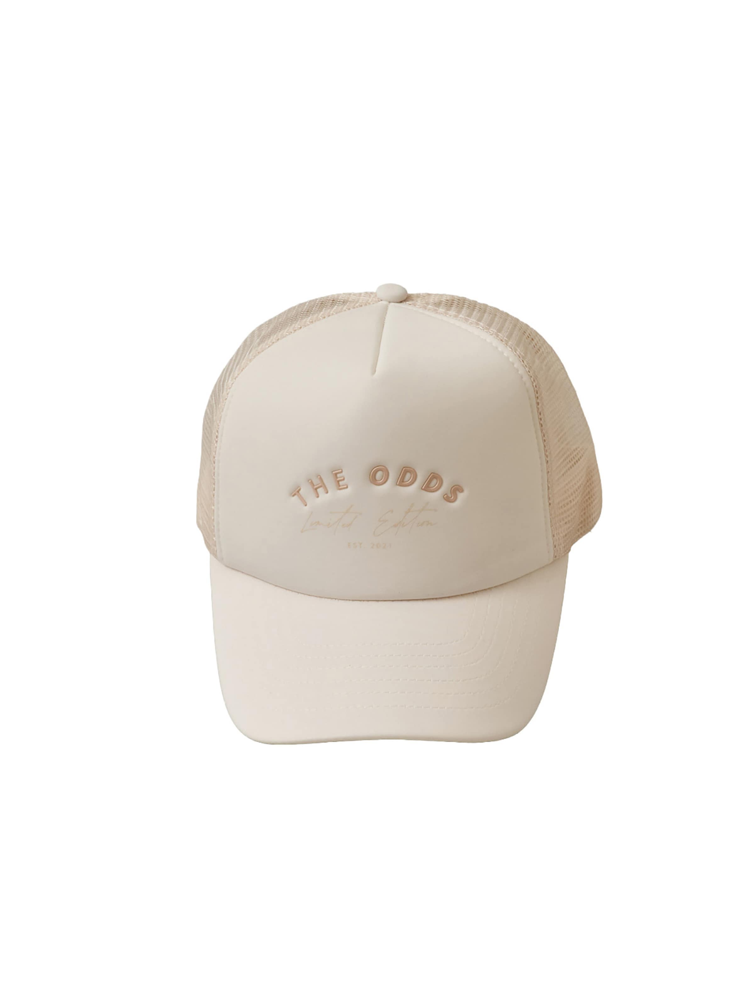 THE ODDS Pet 'Limited Edition - Established 2021 Trucker Cap/ LMTD edition' in Beige: voorkant