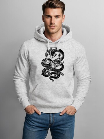 Neverless Sweatshirt 'Skull Snake'‌‌‌ in Grau: Vorderseite