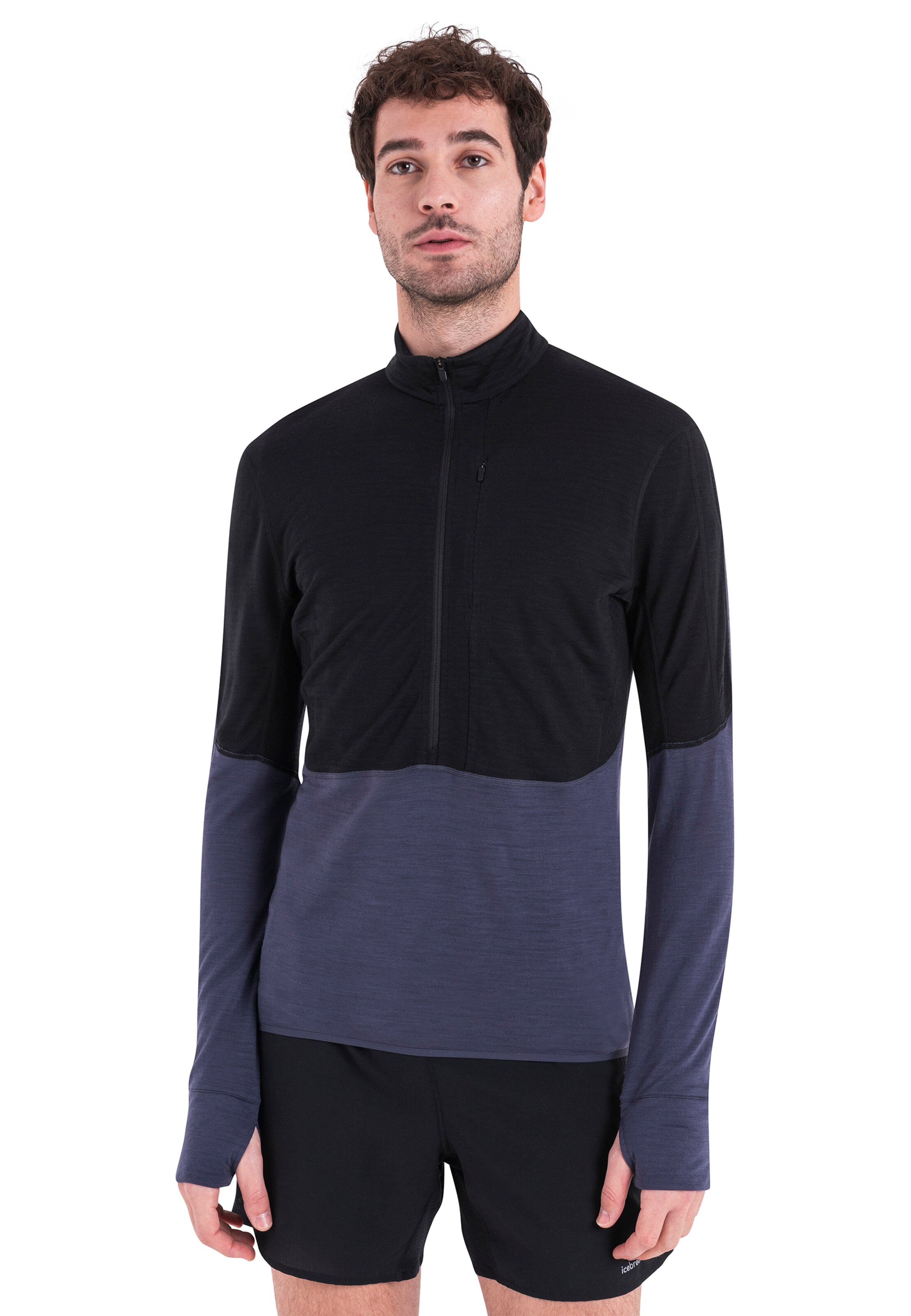 ICEBREAKERTehnička sportska majica 'Realfleece Descender' - crna boja: prednji dio