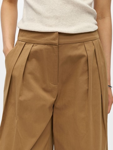 OBJECT Wide leg Pleat-Front Pants 'OBJKasani' in Beige