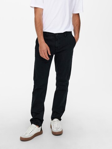 Only & Sons - Slimfit Calças chino 'Pete' em preto: frente