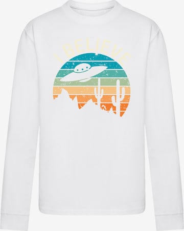 T-Shirt 'I Believe UFO Alien Sonnenuntergang' F4NT4STIC en blanc : devant